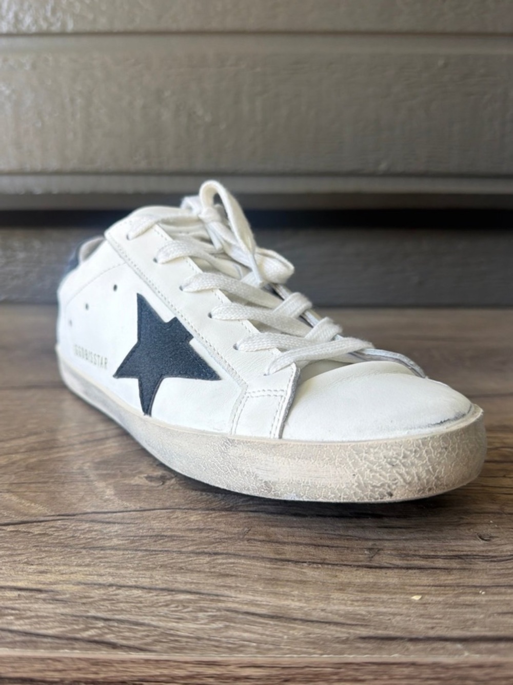 Golden Goose White Sneakers with Black Star Accent